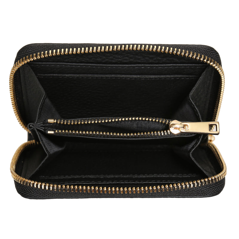 LEATHER WALLET SMALL BLACK W/GOLD