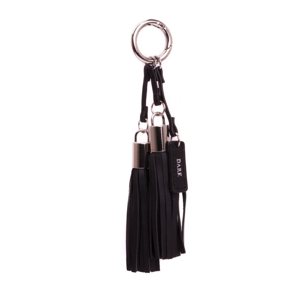 LEATHER TWIN TASSEL NAPPA BLACK W/SILVER LEATHER TWIN TASSEL NAPPA BLACK W/SILVER