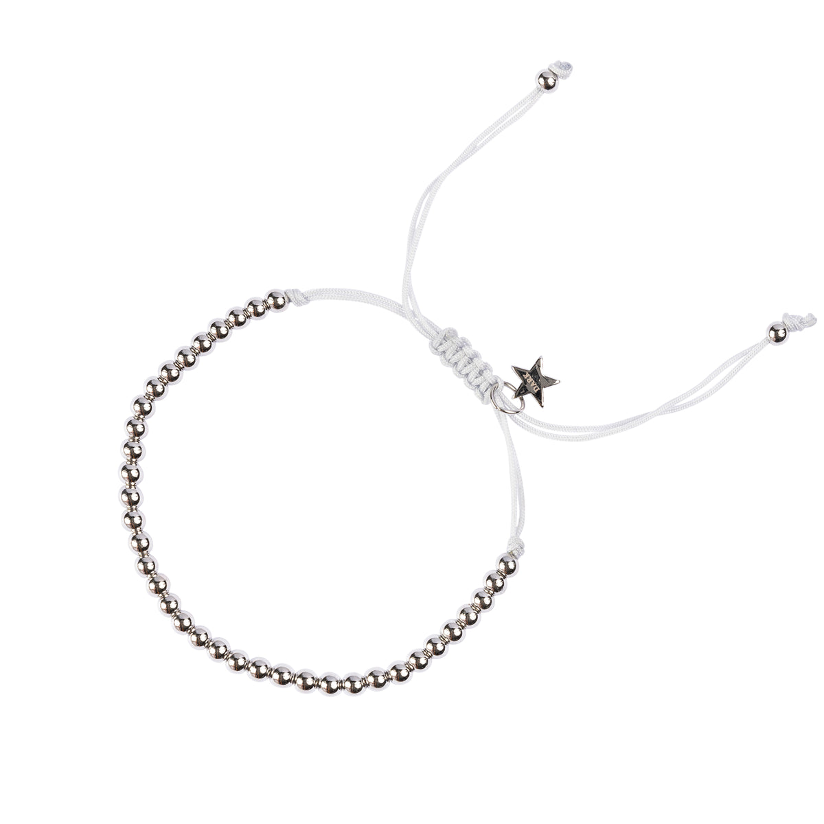 METAL BEAD BRACELET BROAD LIGHT GREY W/SILVER
