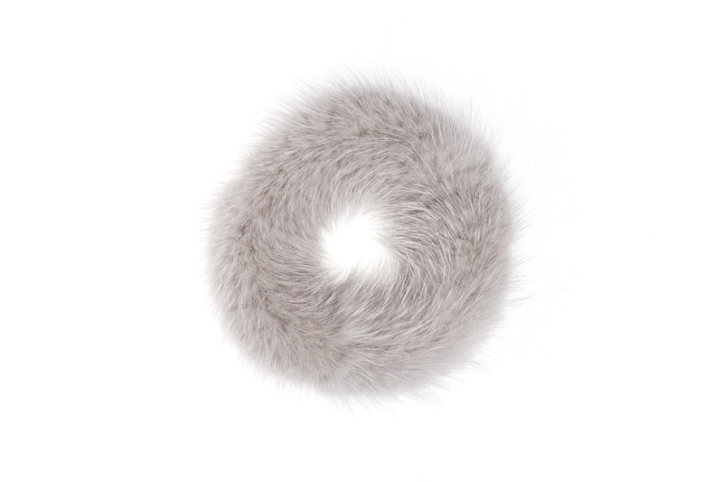 MINK HAIR TIE LIGHT GREY