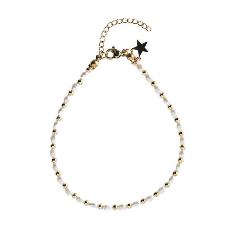 OVAL PEARL BRACELET W/GOLD BEADS OVAL PEARL BRACELET W/GOLD BEADS