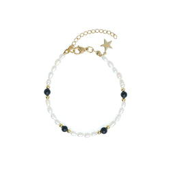 OVAL PEARL BRACELET W/NATURAL STONE MATTE BLACK