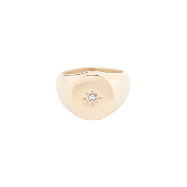 OVAL SIGNET RING W/STAR