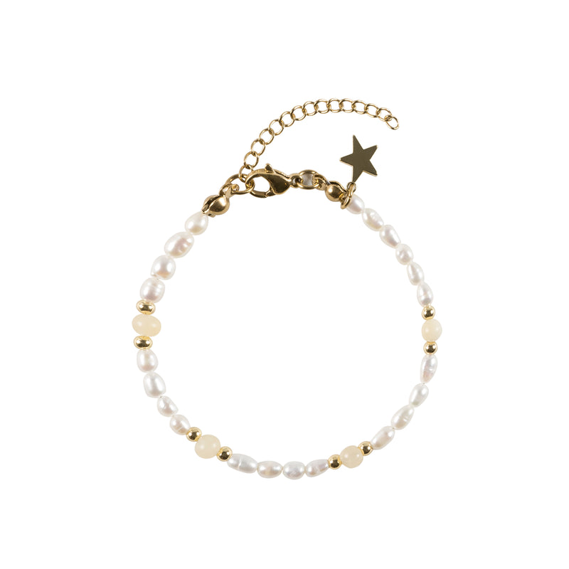 OVAL PEARL BRACELET W/NATURAL STONE YELLOW