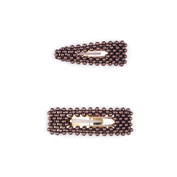 PEARL HAIR CLIP 2 PK CHOCOLATE BROWN