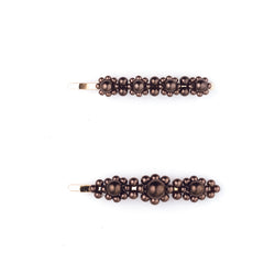 VINTAGE PEARL PIN 2 PK CHOCOLATE BROWN