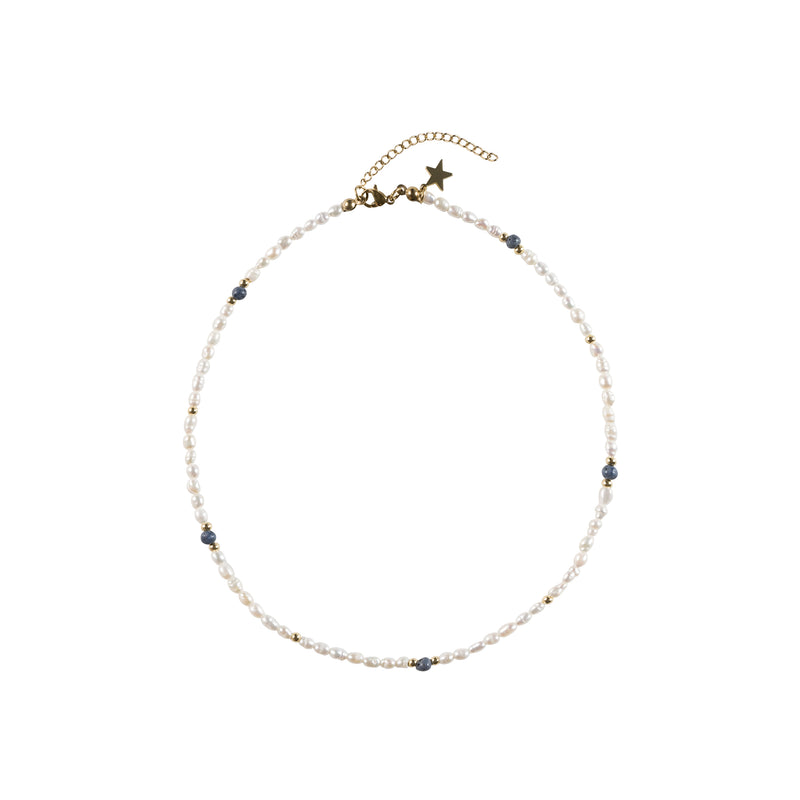 PEARL NECKLACE STEEL BLUE