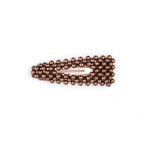 PEARL HAIR CLIP COGNAC