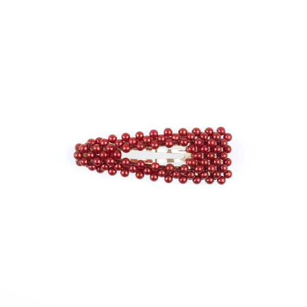 PEARL HAIR CLIP OX RED