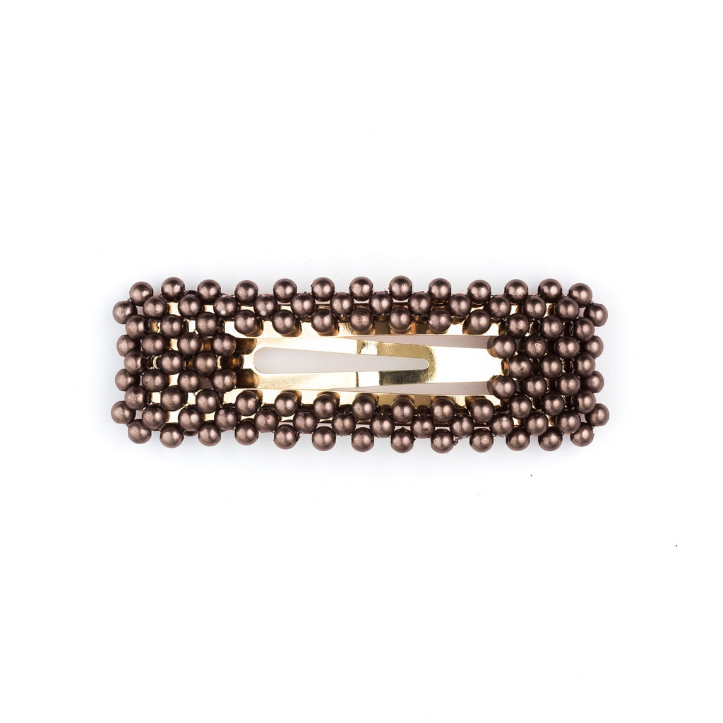 PEARL HAIR CLIP SQUARE CHOCOLATE BROWN PEARL HAIR CLIP SQUARE CHOCOLATE BROWN