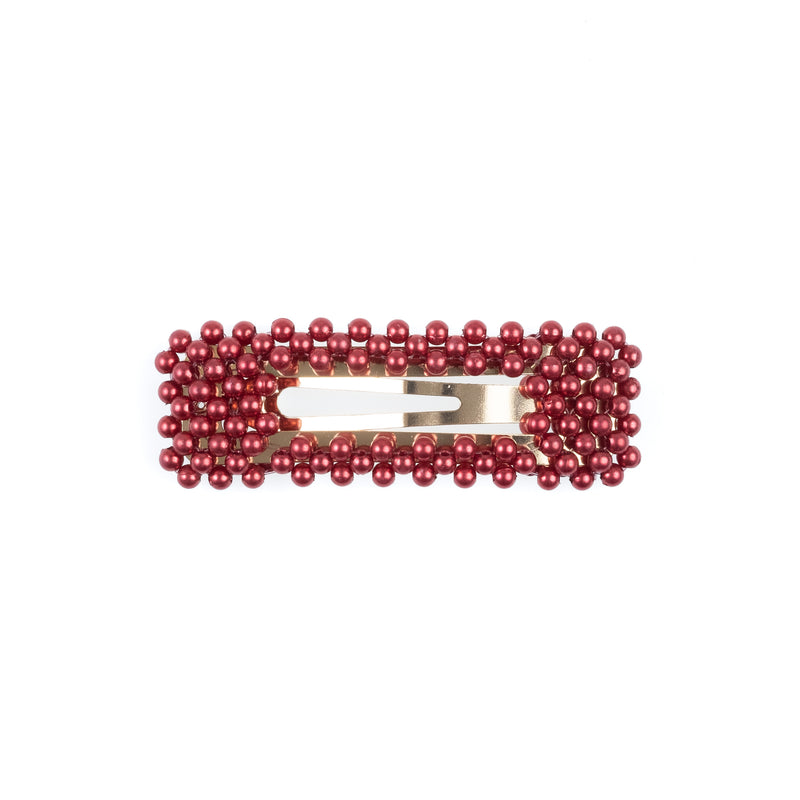 PEARL HAIR CLIP SQUARE OX RED