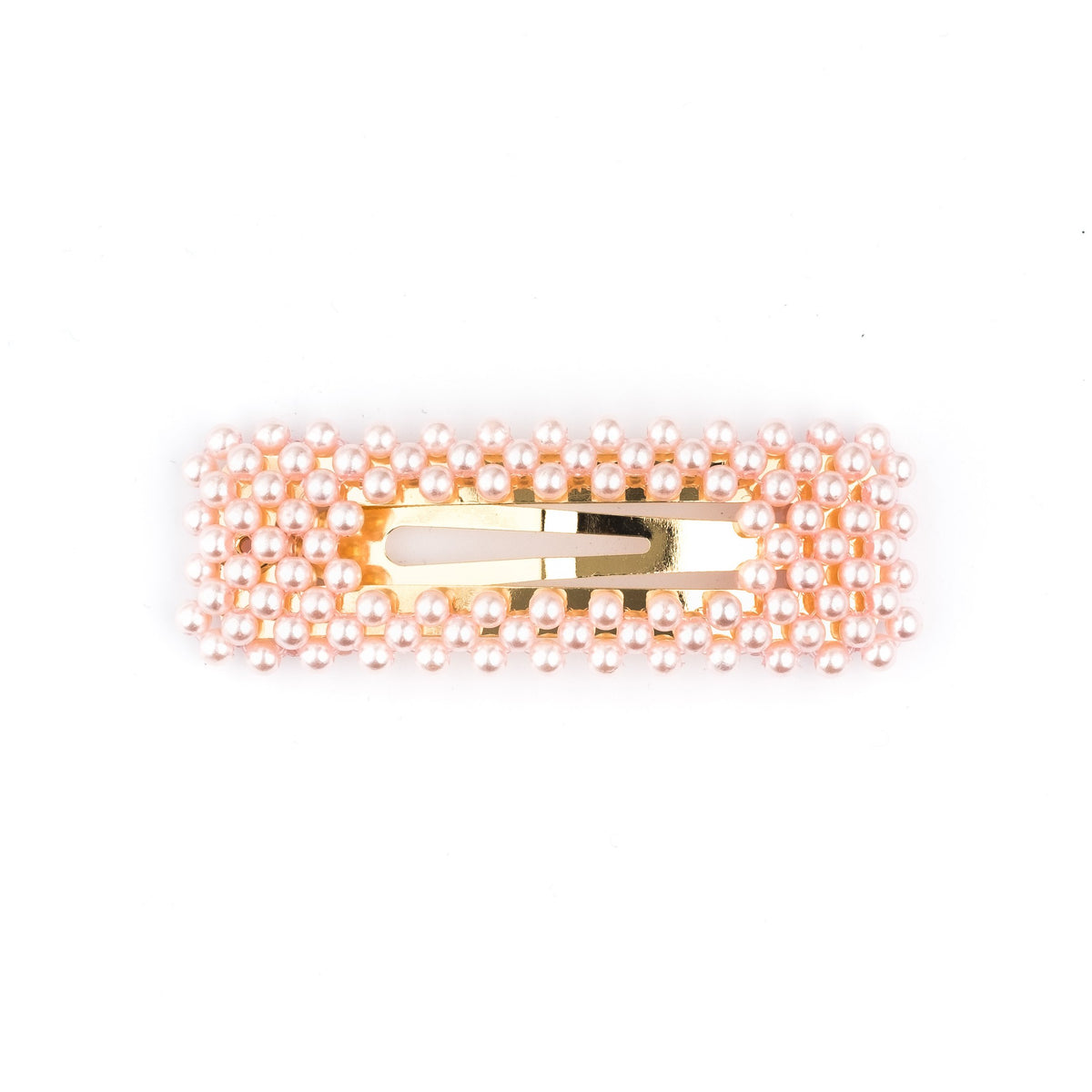 PEARL HAIR CLIP SQUARE PALE ROSE
