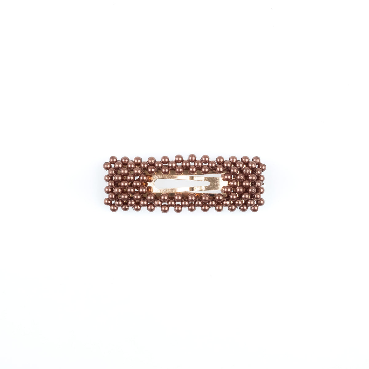 PEARL HAIR CLIP SQUARE SMALL COGNAC