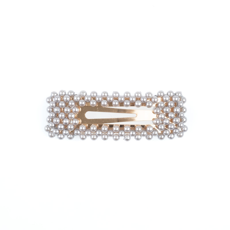 PEARL HAIR CLIP SQUARE STONE BLUE