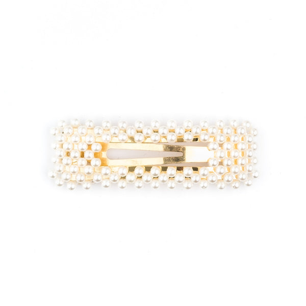 PEARL HAIR CLIP SQUARE WHITE