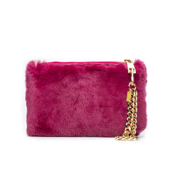 RABBIT FUR POUCH WILDBERRY