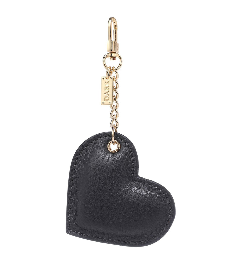 LEATHER HEART CHARM DARK GREY