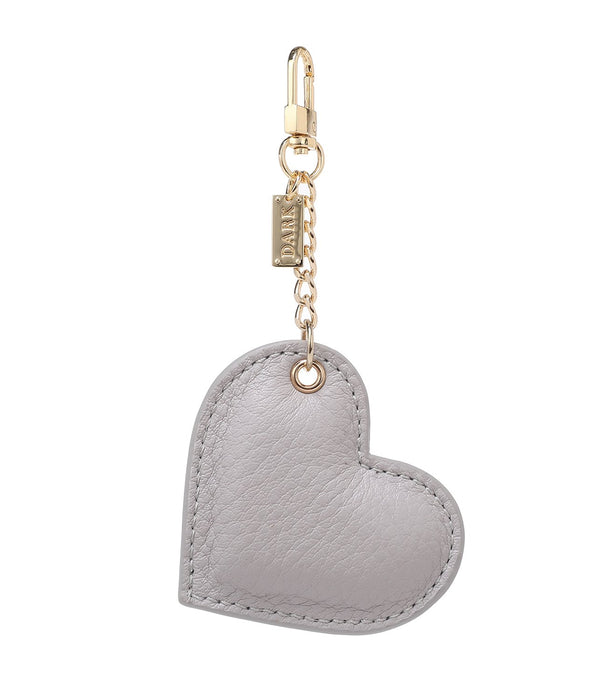 LEATHER HEART CHARM LIGHT GREY