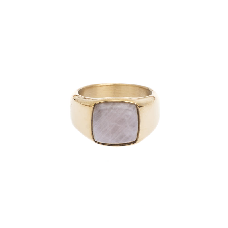 SIGNET RING MINI GOLD W/ROSE QUARTZ