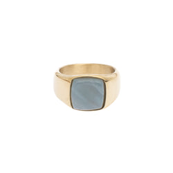 SIGNET RING MINI GOLD W/AQUAMARINE