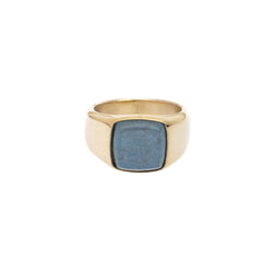 SIGNET RING MINI GOLD W/BLUE ANGELITE