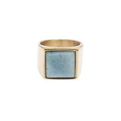 SIGNET RING GOLD W/AQUAMARINE