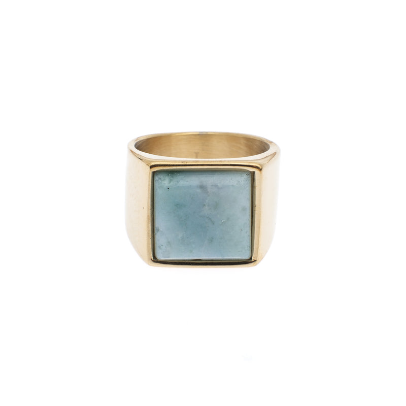 SIGNET RING GOLD W/AQUAMARINE