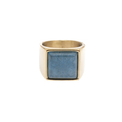 SIGNET RING GOLD W/BLUE ANGELITE