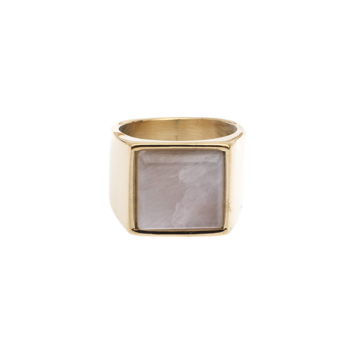 SIGNET RING GOLD W/ROSE QUARTZ