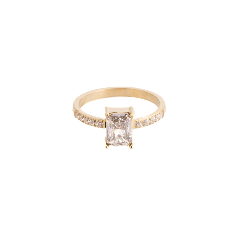 SINGLE BAGUETTE RING LARGE W/CRYSTALS