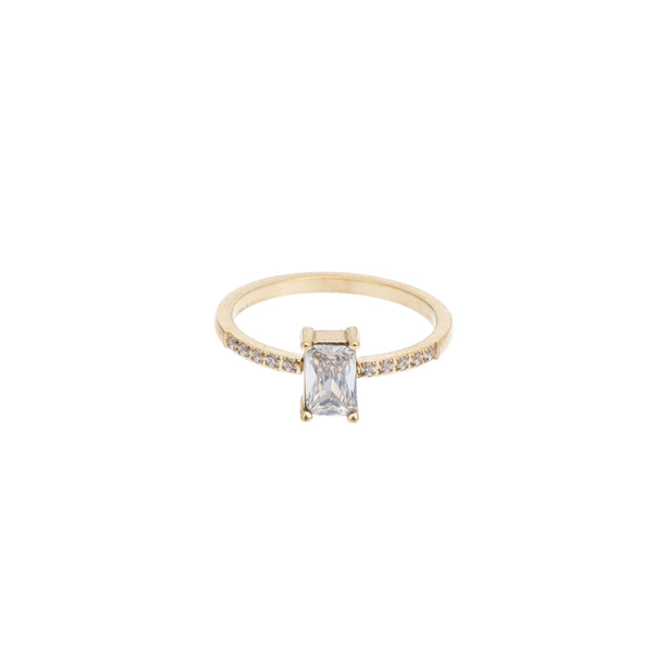 SINGLE BAGUETTE RING W/CRYSTALS CRYSTAL