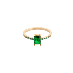 SINGLE BAGUETTE RING W/CRYSTALS GREEN