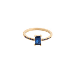SINGLE BAGUETTE RING W/CRYSTALS NAVY BLUE