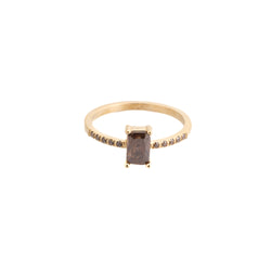 SINGLE BAGUETTE RING W/CRYSTALS SOFT BROWN