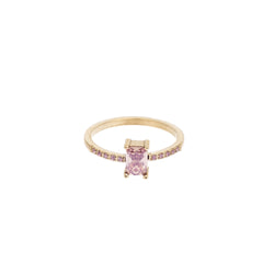 SINGLE BAGUETTE RING W/CRYSTALS PALE ROSE