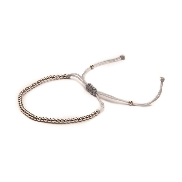 THREAD BRACELET METAL BEADS SILVER GREY SMALL