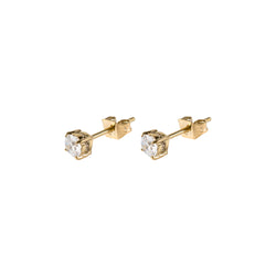 SQUARE CRYSTAL MINI EARRINGS GOLD