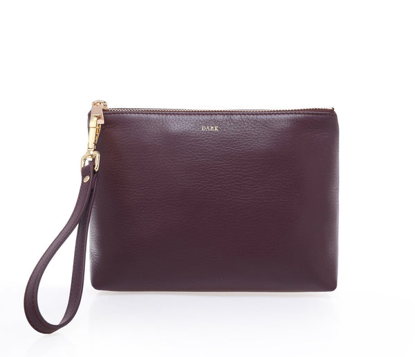LEATHER STANDING POUCH RICH PLUM