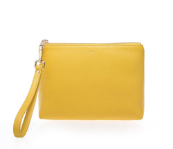 LEATHER STANDING POUCH YELLOW