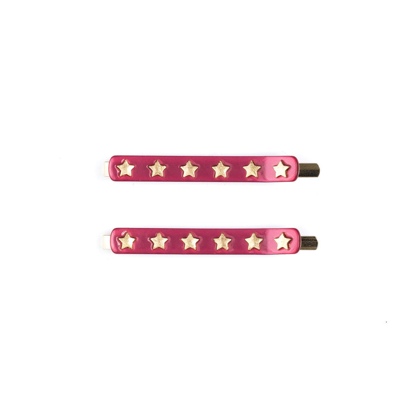 STAR STUD BOBBY PINS 2 PK BERRY