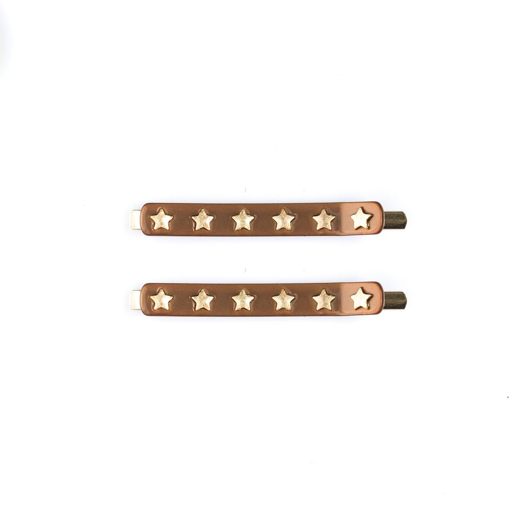 STAR STUD BOBBY PINS 2 PK COGNAC STAR STUD BOBBY PINS 2 PK COGNAC