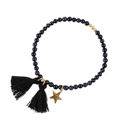 STONE BEAD BRACELET 4 MM NAVY BLUE