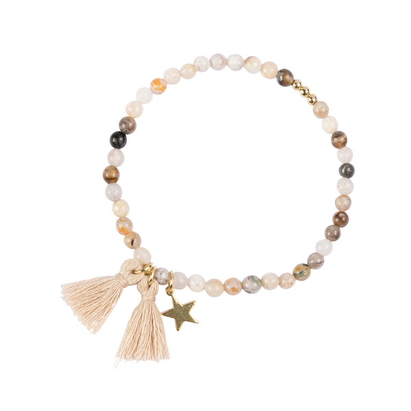 STONE BEAD BRACELET 4 MM SAND MIX
