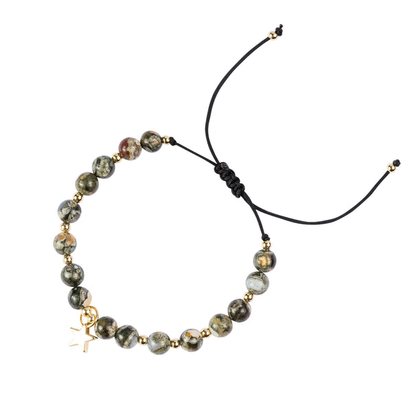 STONE BEAD BRACELET 6 MM FADED ARMY