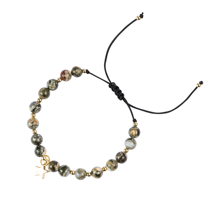 STONE BEAD BRACELET 6 MM FADED ARMY