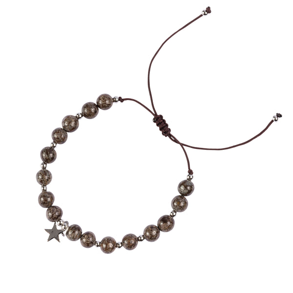 STONE BEAD BRACELET 6 MM CHOCOLATE BROWN