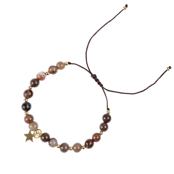 STONE BEAD BRACELET 6 MM SOFT BROWN