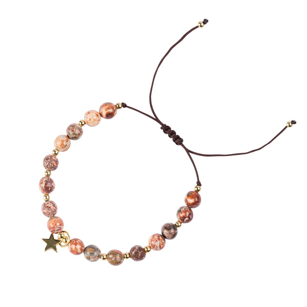 STONE BEAD BRACELET 6 MM VINTAGE ROSE