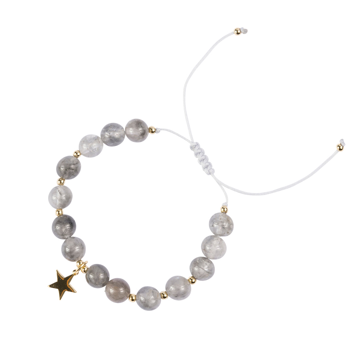 STONE BEAD BRACELET 8 MM COOL GREY