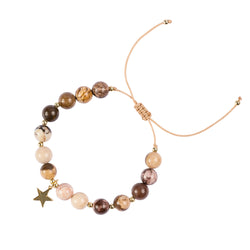 STONE BEAD BRACELET 8 MM DARK CAMEL MIX STONE BEAD BRACELET 8 MM DARK CAMEL MIX